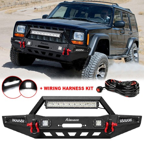 Front/Rear Bumper w/Winch Plate & Tire Carrier For 1984-2001 Jeep Cherokee XJ - Picture 16 of 18