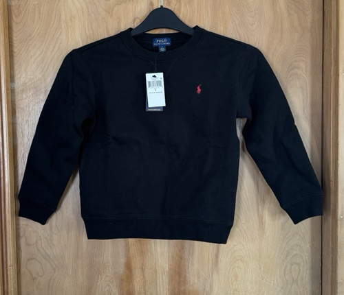 Polo Ralph Lauren Boys Fleece Crewneck Pullover Sweater Size 7 Black NWT - Picture 3 of 5