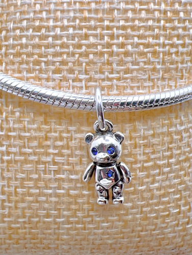 Authentic 925 Silver Movable Teddy Bear Dangle Charm For Bracelet Necklaces - Picture 2 of 3