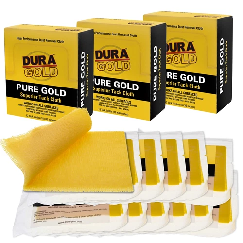 36 Dura-Gold Pure Gold Tack Cloths, Remove Dust Sanding Particles, Woodworking