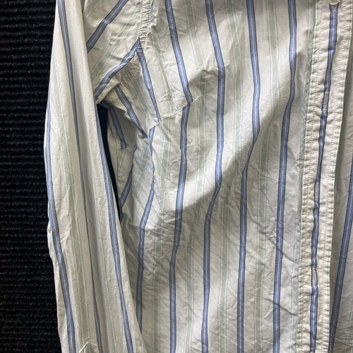 đŸ”¥Hollister button down casual shirt top white striped long sleeve women size M - Picture 5 of 17