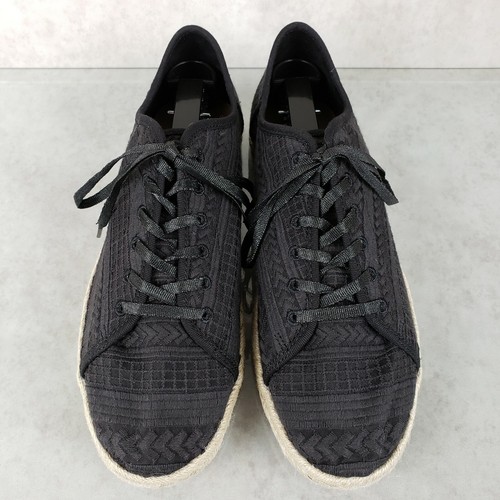 Tom's Black Lace Up Patterned Espadrille Flats Comfort Shoes Women's 9.5 - Picture 5 of 12