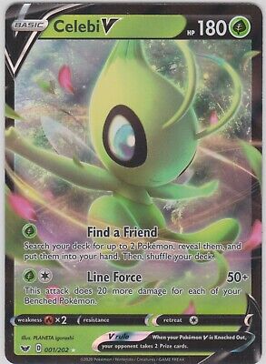 Ultra Rare Sword /& Shield 001//202 1x Celebi V Base Set Pokemon Near Mint