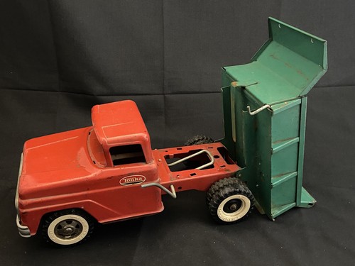 Vintage Tonka Red Cab Green Box Dump Truck, Pressed Steel Nice! - Picture 10 of 11