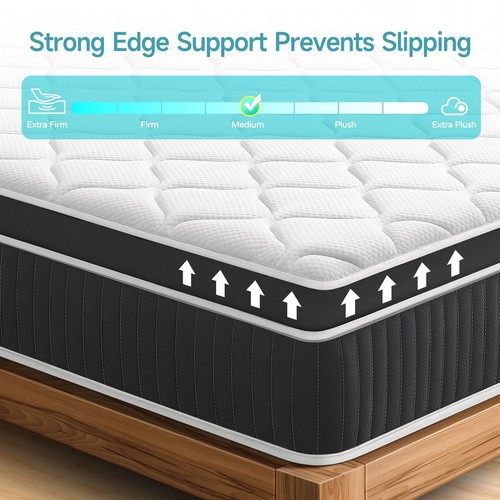 Full Mattress 10 Inch, Medium Firm, Memory Foam & Pocketed Coil Hybrid, Press... - Picture 5 of 7