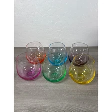 JoyJolt Hue Vibrant Colored Stemless Wine Glasses 15 oz Set of 6 Multicolor