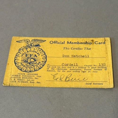 Vintage Vietnam War Card Ephemera Document Vocational FFA Membership Agriculture - Picture 1 of 2