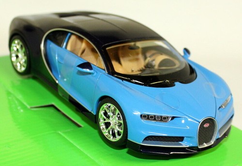 Nex 1/24-27 Bugatti Chiron Two Tone Blue Supercar Scale Diecast Model Car - Picture 1 of 4