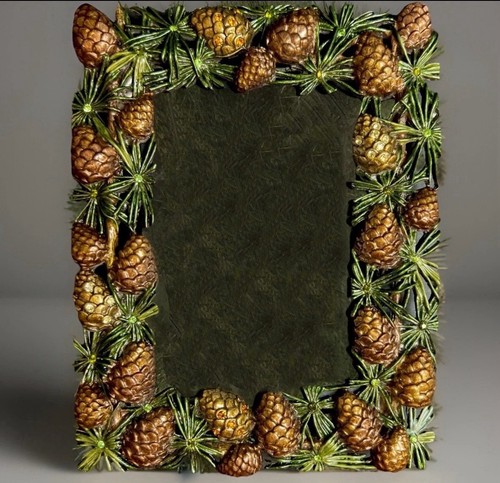 "Marco de fotos de mesa de piña esmaltada 3x5/4x6"" pedrería Navidad metal fundido" - Imagen 1 de 7