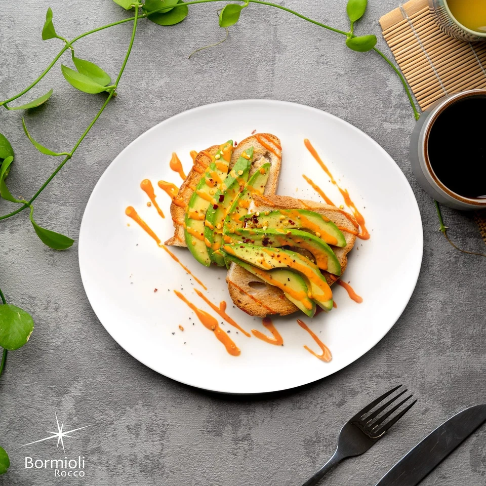 Prometeo Set Of 6 Dinner Plates, 10.75" x 9.5" Tempered Food Safe Opal Glass,... - Image 3 of 4