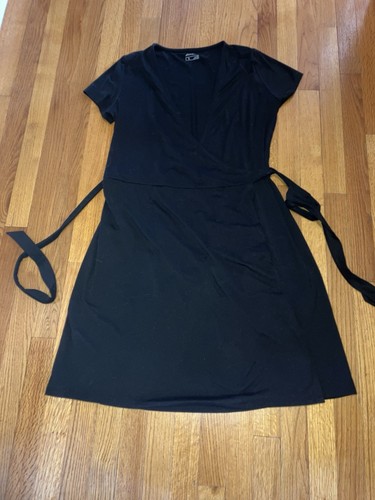 Eddie Bauer Short Sleeve Wrap Dress Black Medium - Picture 6 of 9