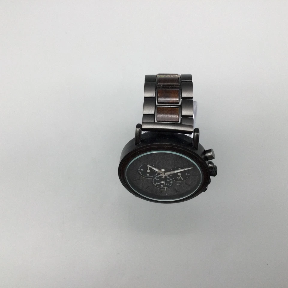 BOBO BIRD Chronograph Watch Mens 44mm Wood Stainless Date Black New Battery 7" - Image 3 of 4