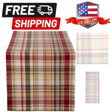 Durable 14x72 Cotton Plaid Table Runner - Easy Care for All Autumn Occasions