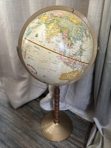 Globemaster Replogle Pedestal World Globe 12", 1960's, Nice Wood Stand - 第 1/8 張圖片