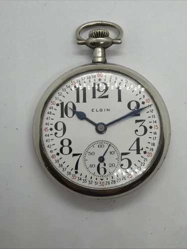 ANTIQUE 16S ELGIN RAILROAD 23 JEWEL BW RAYMOND GRADE 540 POCKET WATCH RUNNING