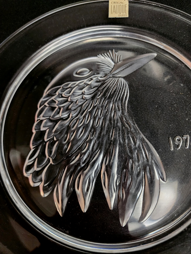 Lalique France 1973 Jahresteller Eichelhäher (Blue Jay) mit Box 81/4" - Bild 2 von 5