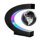 Gresus Magnetic Levitation Floating World Map Globe, C Shape Base with LED Li...