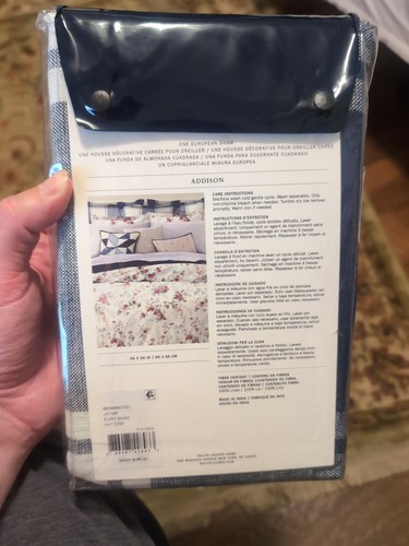 Ralph Lauren Addison Blue/Cream Euro Sham 26 X 26 - Picture 2 of 3