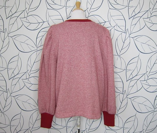LOFT Puff Sleeve Long Sleeve Sweatshirt Heathered Brick Red Women's Size XXL - Picture 5 of 10