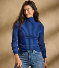 NWOT Sundance Catalog Legends Ink Blue Ribbed Knit Turtleneck, Size Medium