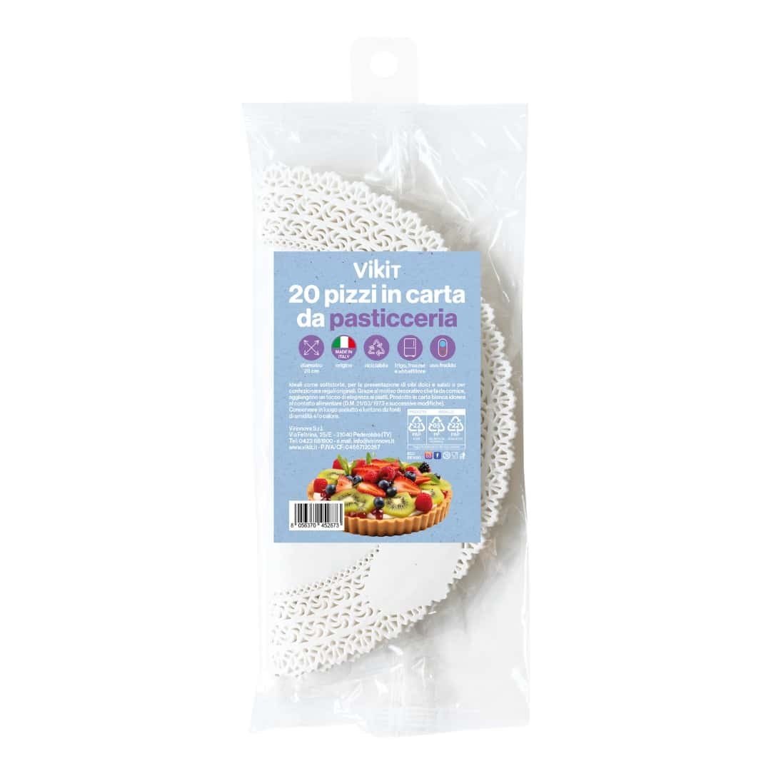 Round Pastry Doilies in White Paper ø 28 cm 20 pcs - Vikit