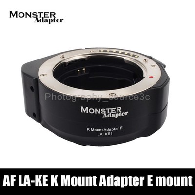 Monster Adapter LA-KE1 Autofocus Lens Adapter for Pentax K-mount Lens to Sony E
