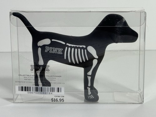 Victoria Secret PINK Skeleton Dog Figurine NEW Black Plastic Collector Halloween - Picture 2 of 3