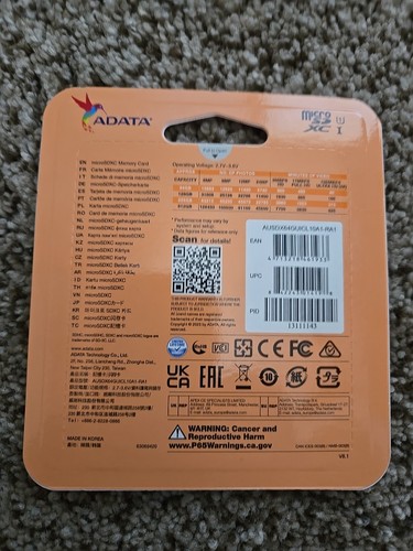 ADATA Premier micro SDHC/SDXC UHS-I U1 Class Memory Card with Adapter 64GB UHS-I - Picture 2 of 2