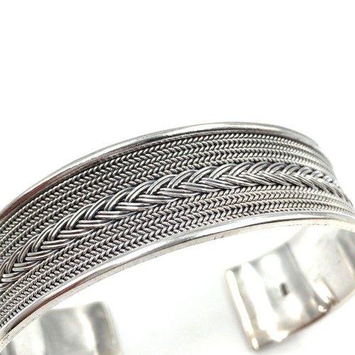moderner Armreif 925 Silber massive breite Armspange Schmuck 1.8cm Armband 38.5g - Picture 2 of 9