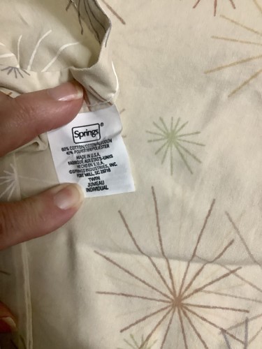 VTG Springs Home Atomic Star Starburst Retro Fabric TWIN Size Flat Sheet - Picture 7 of 13