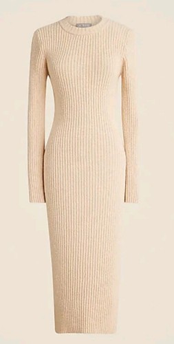 J.CREW RIBBED SWEATER DRESS IN BONE COLOR,  Sz SMALL NWT - Picture 1 of 13