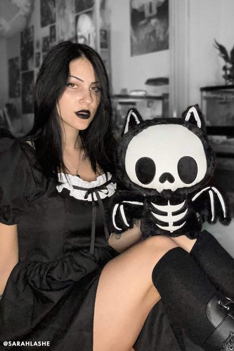 Juguete de peluche de murciélago óseo gótico emo esqueleto animal - Imagen 6 de 7