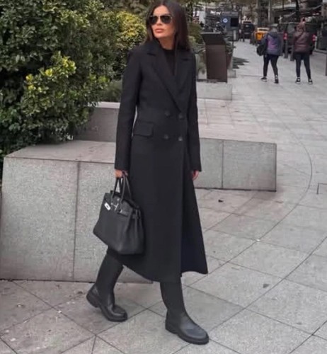 NEW ZARA AW24 ZW COLLECTION WOOL BLEND BLACK COAT 9231/745 SIZE S - Picture 4 of 10