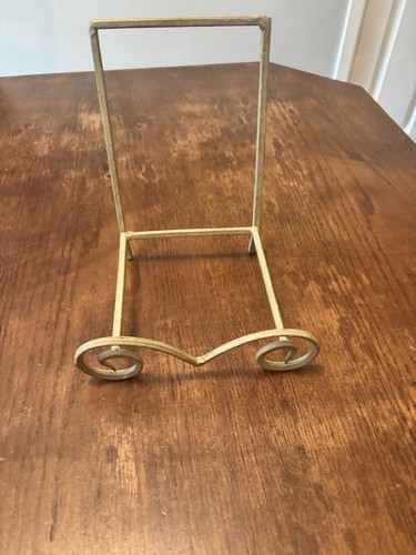 Vintage Painted Patina WROUGHT IRON COOKBOOK HOLDER Art or Photo Easel Stand - Picture 2 of 5