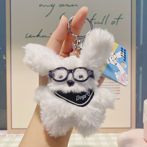 Fluffy Puppy Plush Keychain – Cute Kawaii Puppy Bag Charm Pendant Doll Gift - Picture 4 of 9