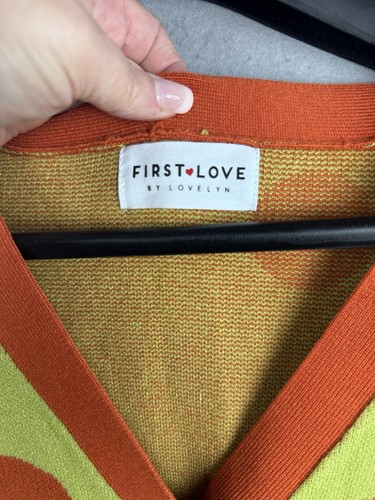 First Love Women's Cardigan Size 1X Oversized Colorful Poka Dot Teacher NEW - Picture 2 of 7