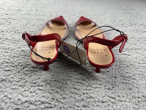 A New Day Zapatos Mujer Talla 6.5 Eleanor Corazón Gatito Tacones Correa Transparente Elegante - Imagen 6 de 7