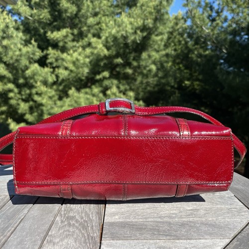 Brighton Kaelan Handbag Crossbody Patent Leather Red Satchel Zipper Shoulder Bag - Picture 5 of 7