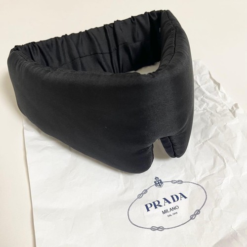 【No Pouch】PRADA Black Eye Mask Travel Mask Cushion Back Rubber Used