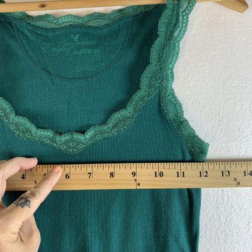 De colección 00 American Eagle Mujer Borde de Encaje Y2K Cami Talla S Verde Elena Gilbert Preppy - Imagen 5 de 10
