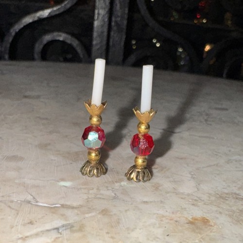Vintage Dollhouse Miniature Pair Judy Berman Chrysnbon Candlesticks 1:12 - Picture 5 of 20