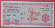 BURUNDI banknote 20 FRANCS AMAFRANGA MIRONG IBIRI 2005