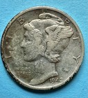 1942 Mercury Dime. 90% Silver VF Condition. Wartime Coin. Charity Auction. — photo 1