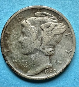 1942 Mercury Dime. 90% Silver VF Condition. Wartime Coin. Charity Auction.