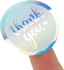 Holographic Rainbow Thank You Stickers for Arts Crafts Small Business Waterproof