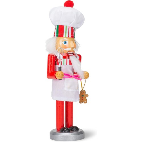 Chef with Gingerbread Man Cookie Wooden Christmas Nutcracker 10 Inch C5844 New - Picture 3 of 7