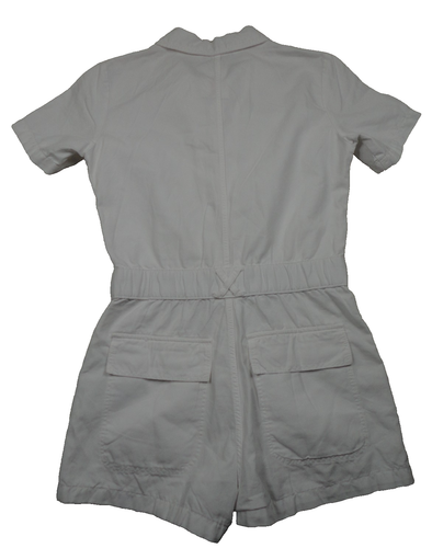 ZARA Pagliaccetto Donna XS Bianco Manica Corta Utility Bottone Anteriore Tuta Cotone - Foto 20 di 24
