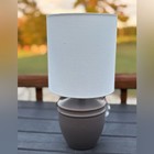 Threshold Mini Table Lamp Ceramic Gray base white shade New In Box Accent Decor