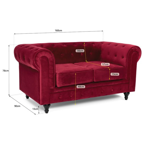 Chesterfield Sofa Suite Velvet Armchair Settee Couch | 1/2/3 Seater Options - Picture 82 of 83
