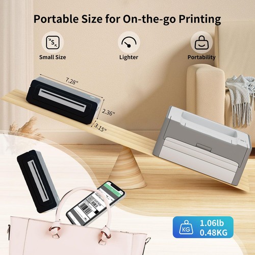 Stampante termica Bluetooth per etichette di spedizione, etichettatrice senza inchiostro 4X6 per iOS,... - Foto 2 di 7